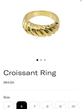 Mayamar 24 Karat Heavy Gold Dipped Croissant Ring Size 6 NEW MSRP $64